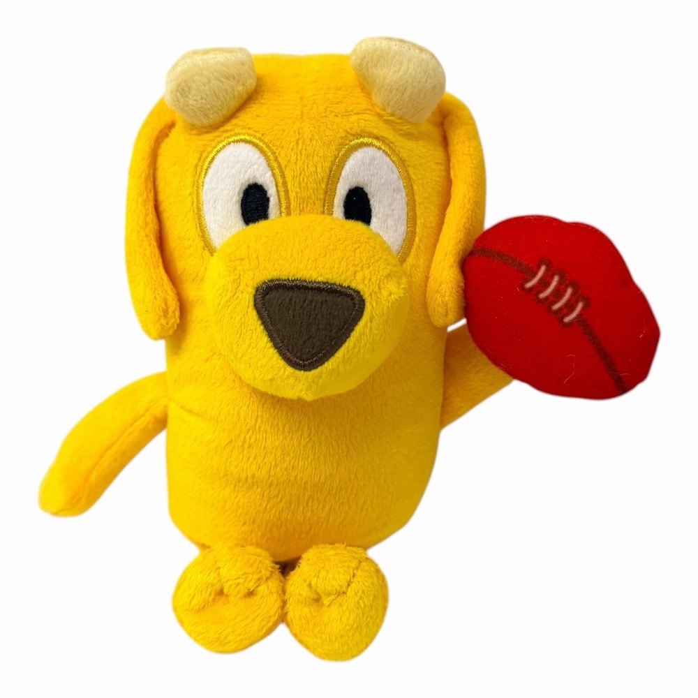 Bluey Lucky Plush Toy Yellow‎ Golden Retriever with Football Stuffed Animal 8in